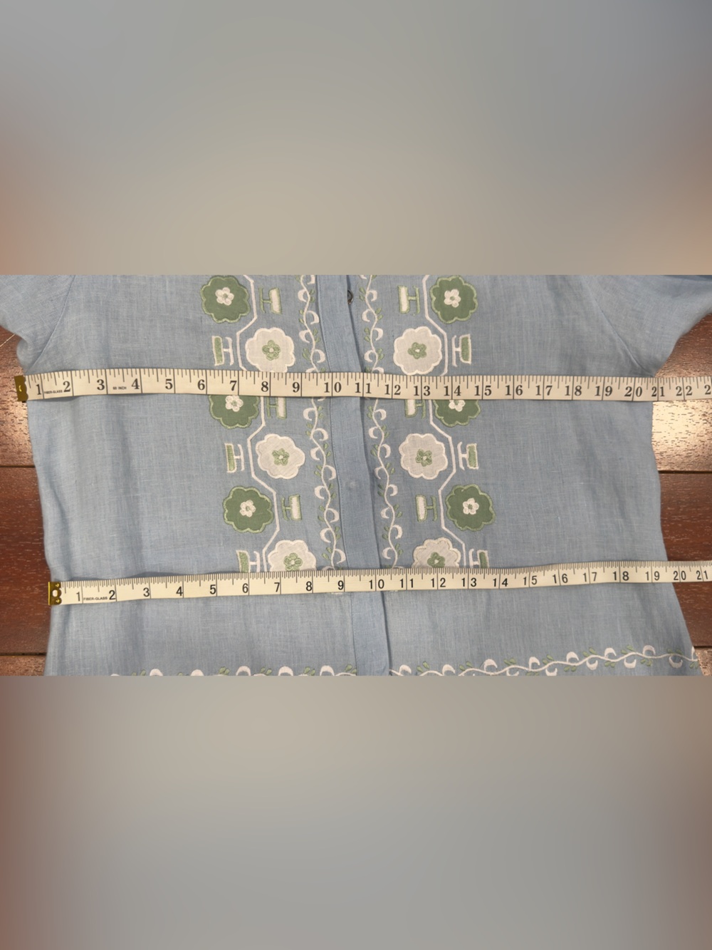 Light Blue Embroidered Maxi Dress with Tie Waist - Picture 12 of 13